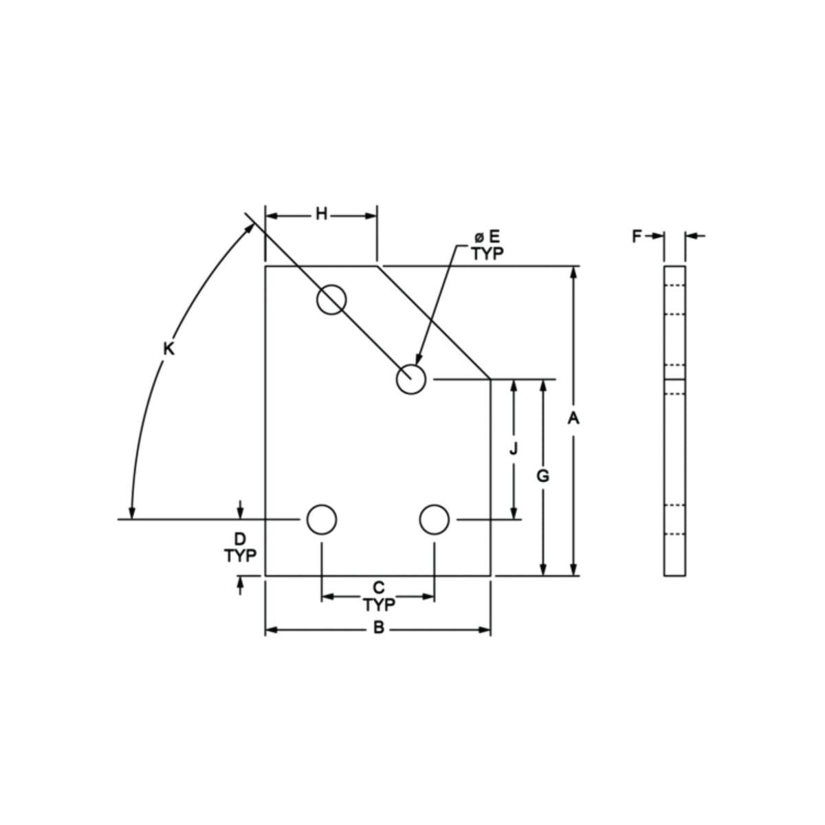 diagram of a 45 degree angle flat plate