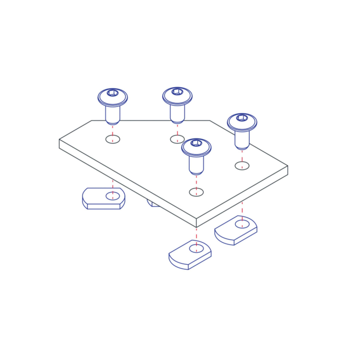 diagram of the top of a 45 degree angled flat plate