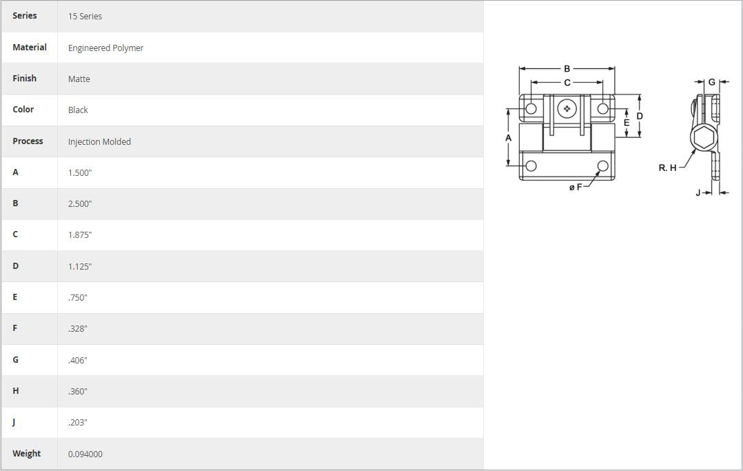 80/20 | 15 Series 4 Hole - Adjustable Tension Panel Hinge | 2080