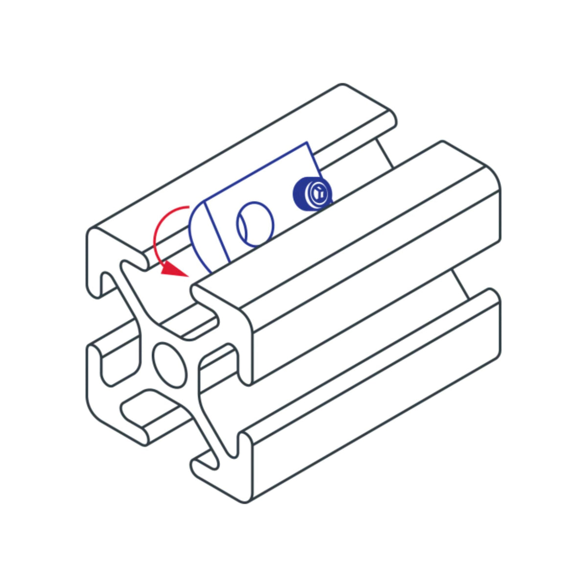 diagram of a t-nut inserted into a t-slotted bar