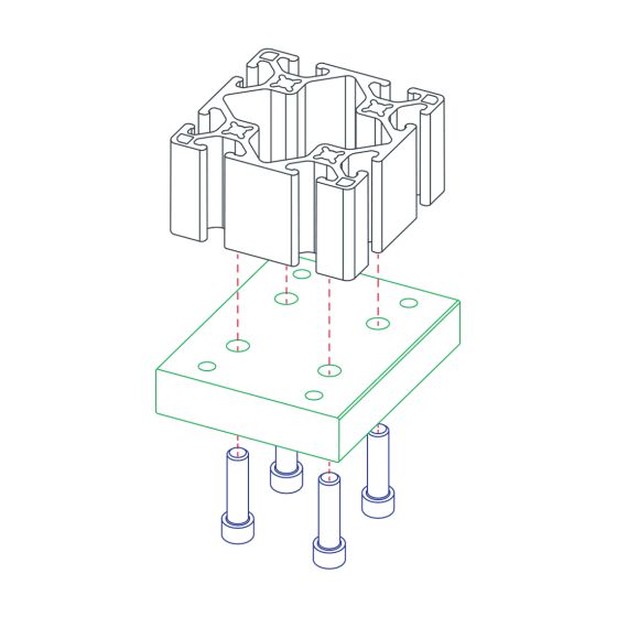 Diagram of Flange Mount Caster Base Plate