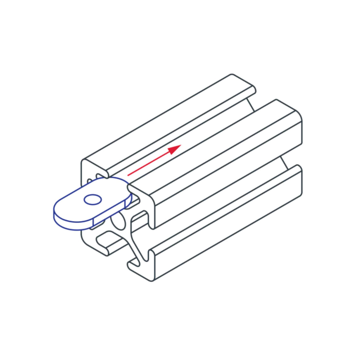 diagram of a t-nut inserted into a t-slotted bar