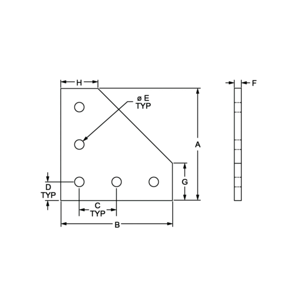 diagram of a 90 degree angle flat plate