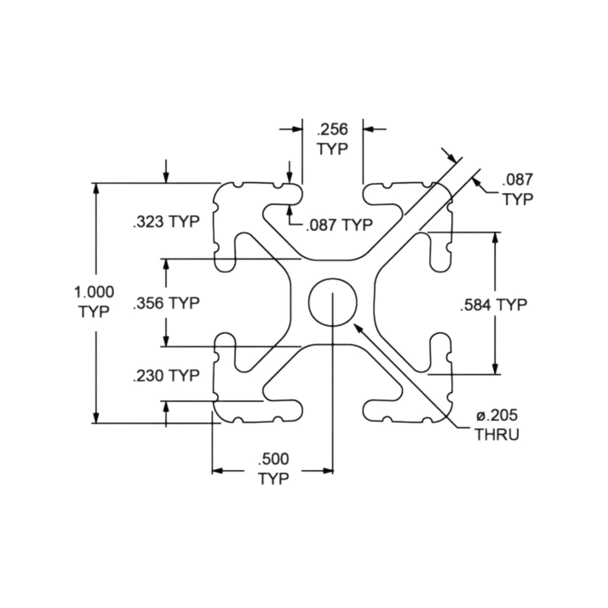 diagram of a T-slot bar