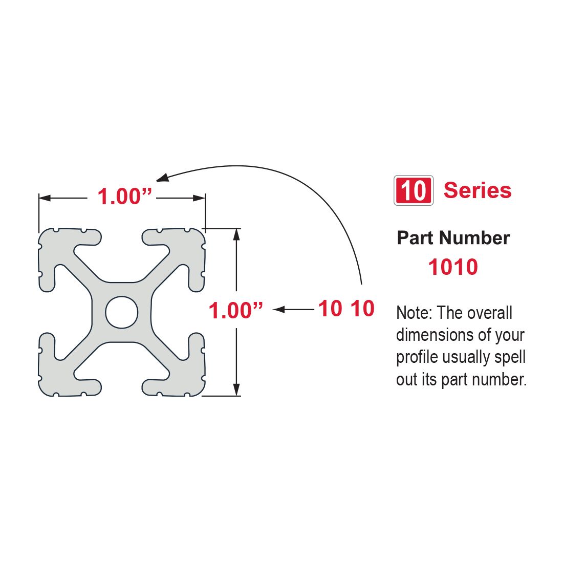 80/20 | 1.00 in x 1.00 in T-Slotted Profile - Four Open T-Slots | 1010