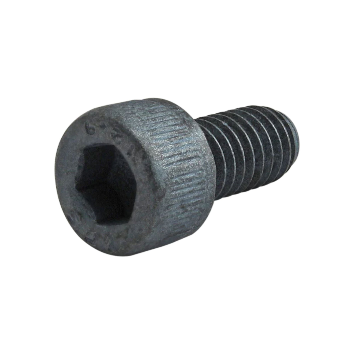 side view of a socket head cap screw iwth a hex head on the left and threading on the right