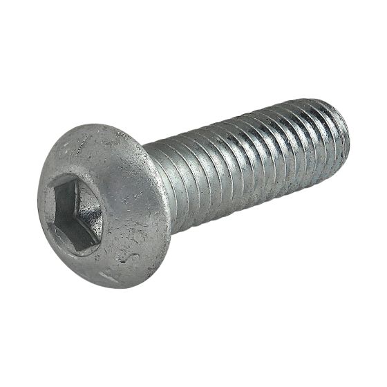 side view of a screw with the head on the left and the threading on the right