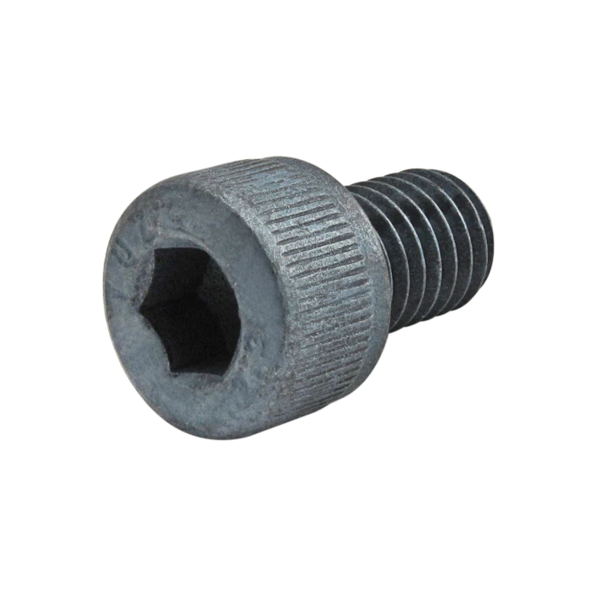 side view of a socket head cap screw iwth a hex head on the left and threading on the right