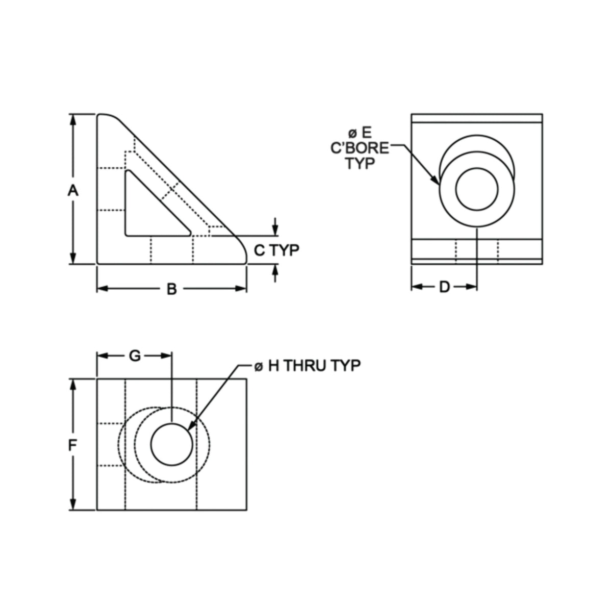 diagram of an inside corner bracket