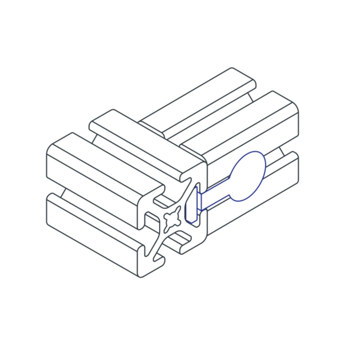 diagram of a fastener assembly and a t-slotted bar