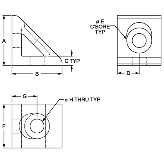 diagram of a gusseted corner bracket