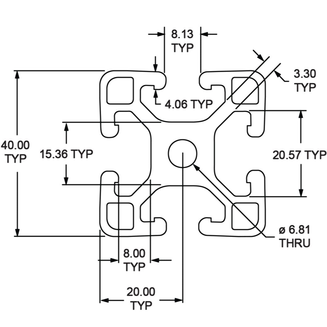 diagram of the end of a t-slotted bar