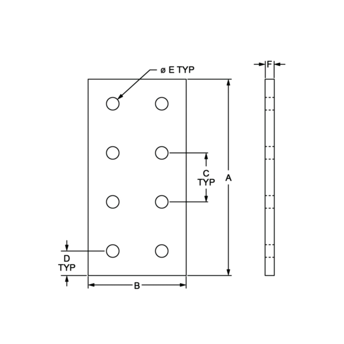 diagram of an 8 hole joining plate