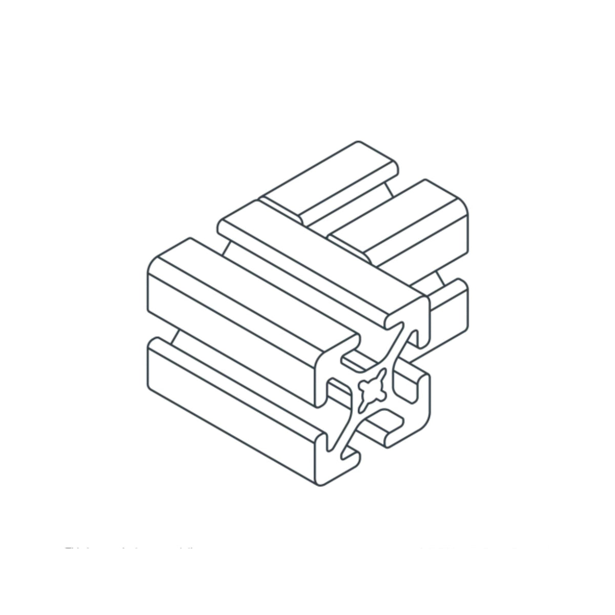 diagram of two pieces of 80/20 attached to each other at a 90 degree angle