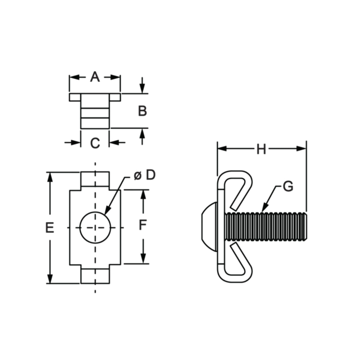 diagram of a screw and a wing clip