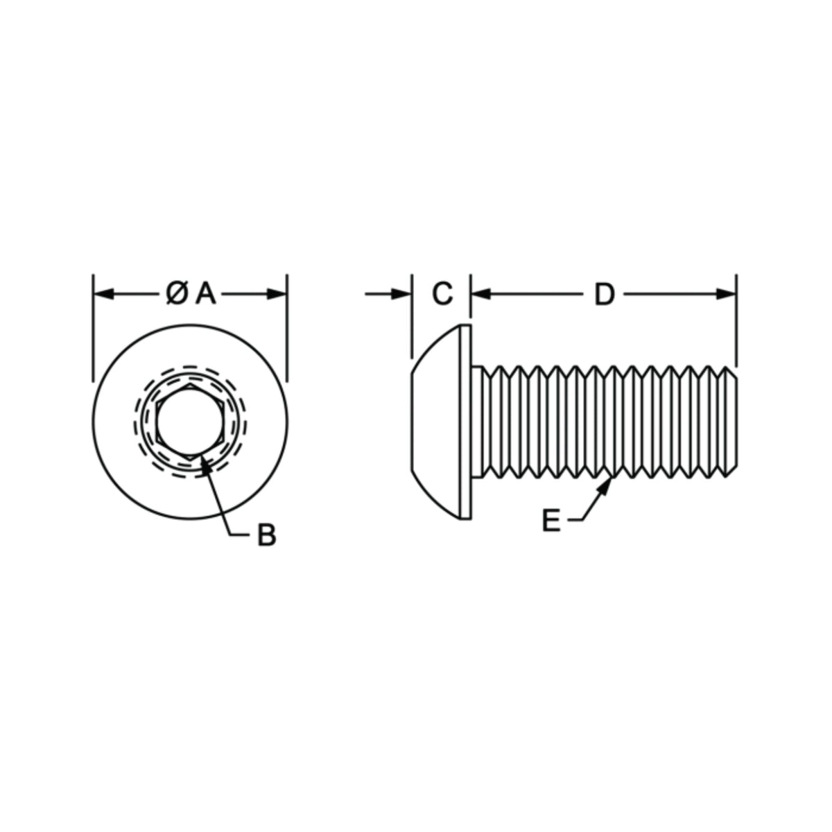 diagram of a button head socket cap screw
