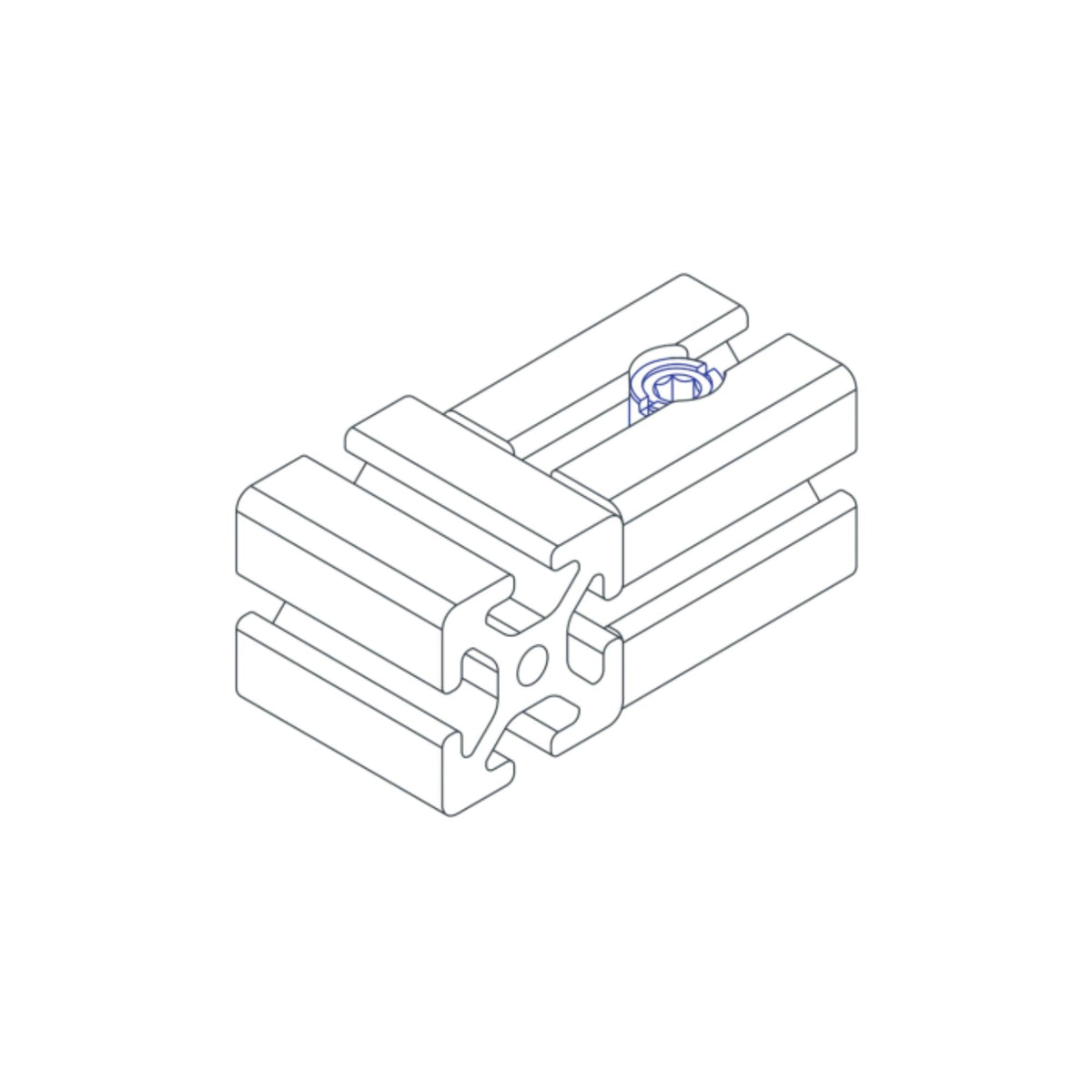 diagram of a central connector and a t-slotted bar