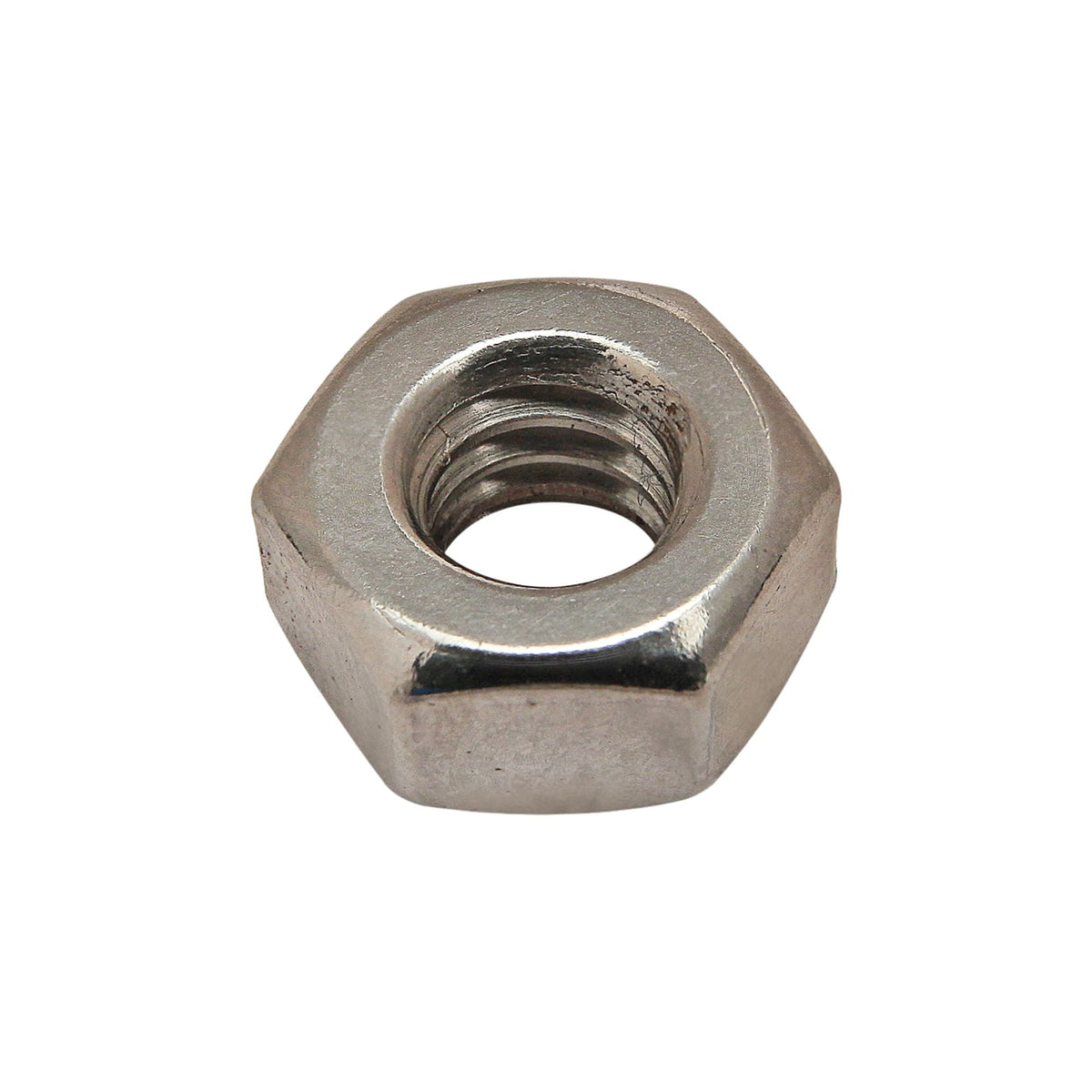 top side view of a hexagon shaped nut