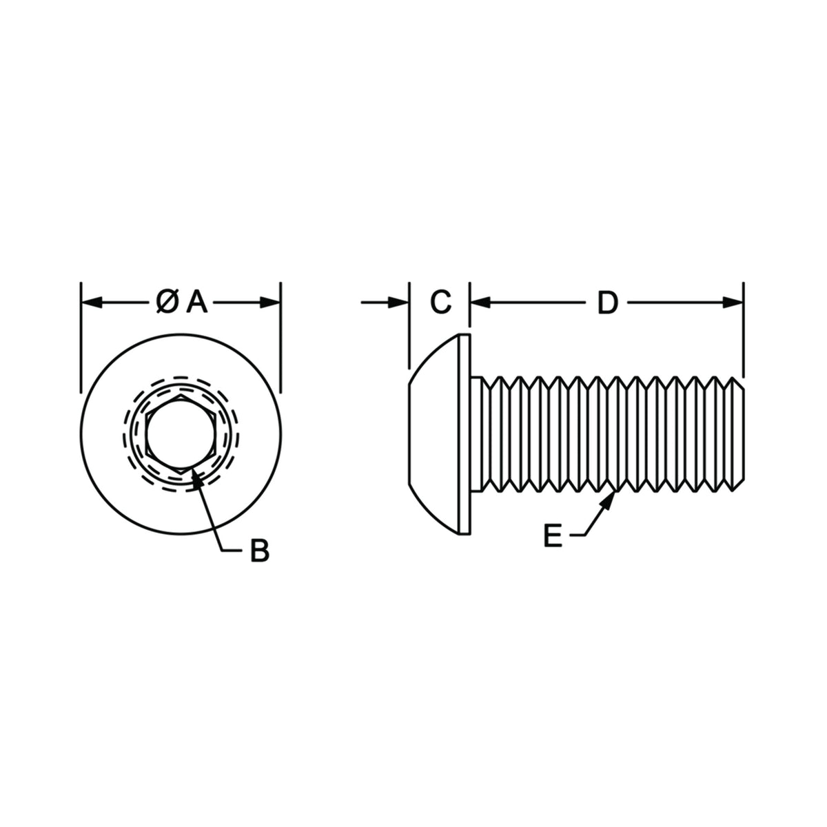 diagram of a button head socket cap screw