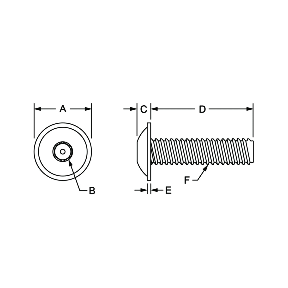 diagram of a flanged button head socket cap screw