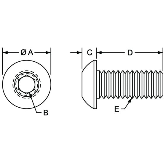 diagram of button head socket cap screw