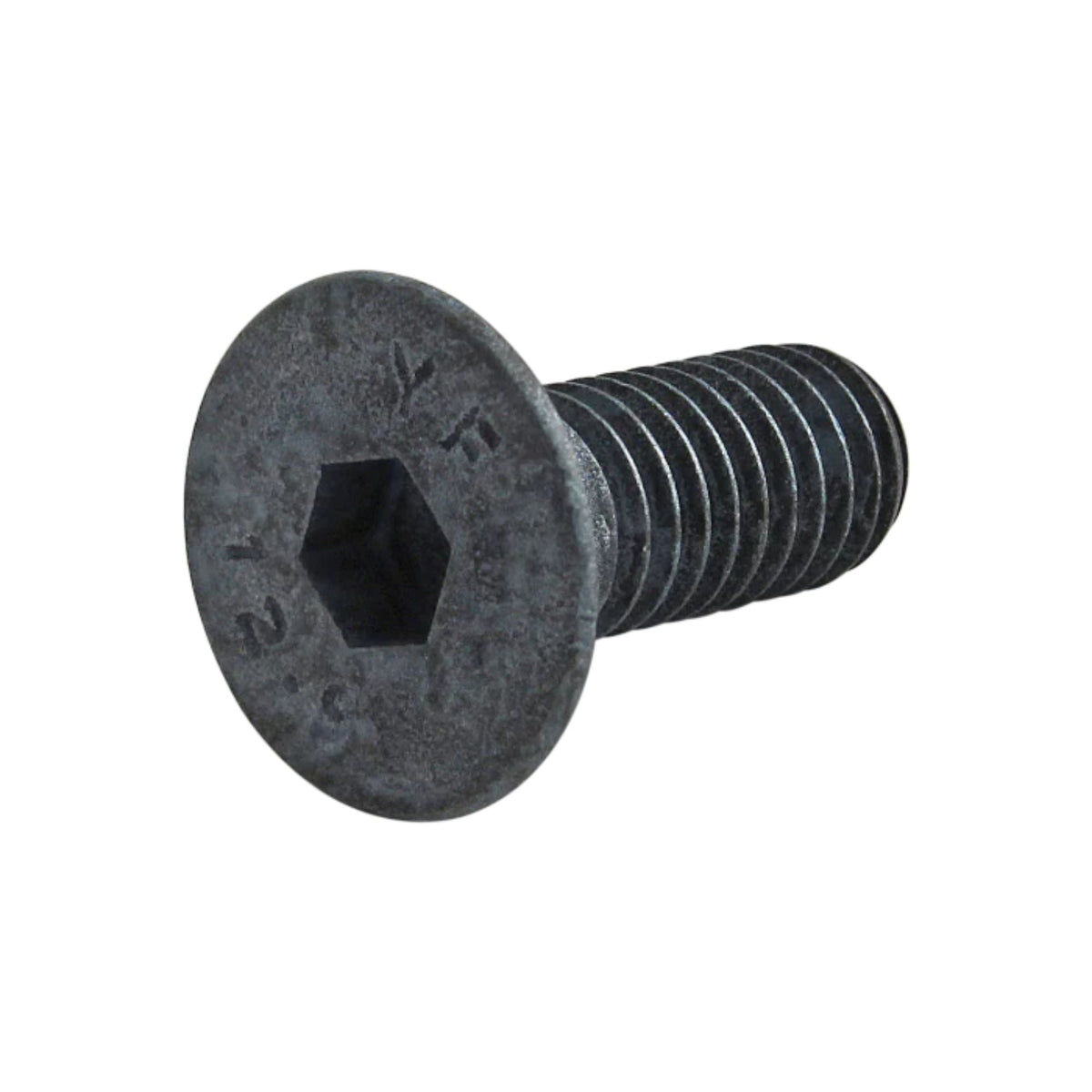 side view of a flat head socket cap screw with the head on the left and threading on the right