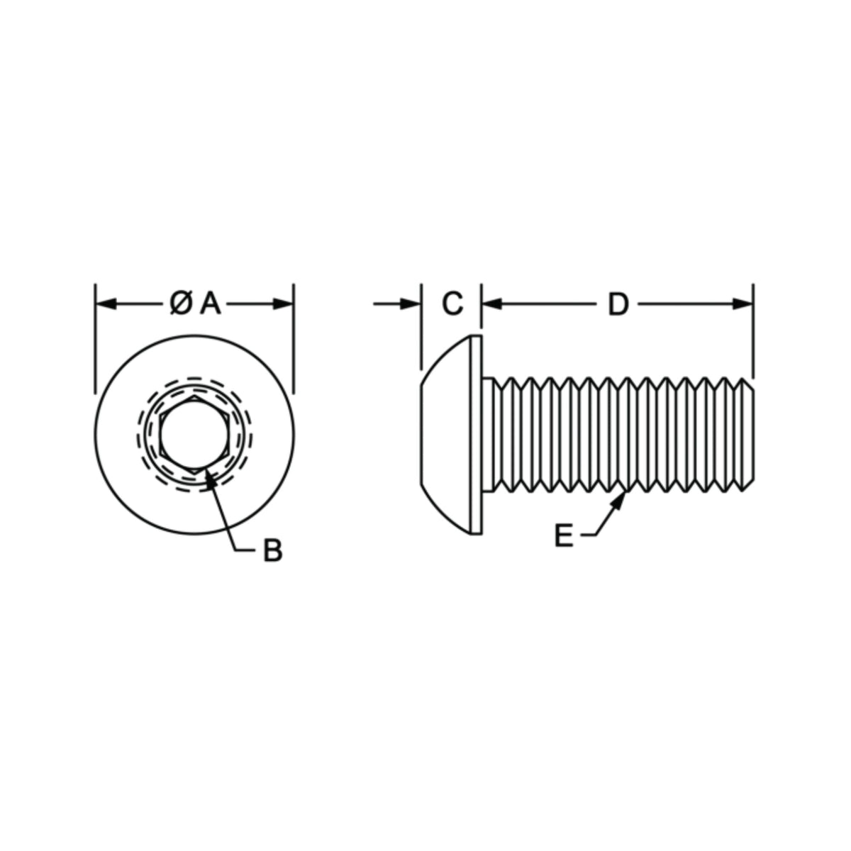 diagram of a button head socket cap screw
