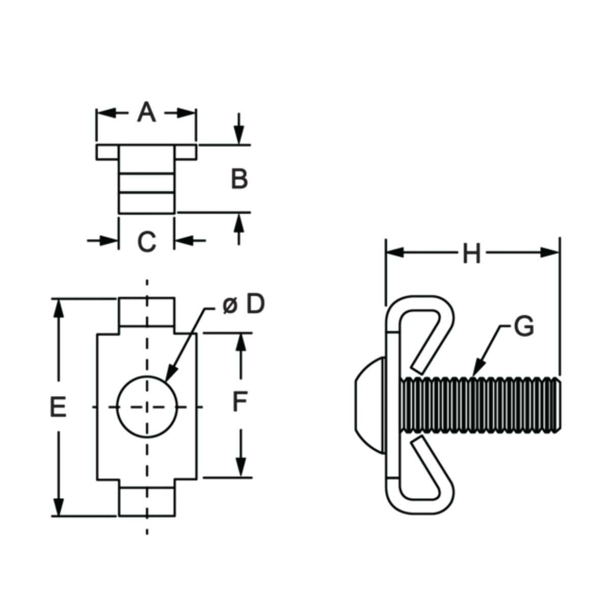 diagram of winged clip screw fastener