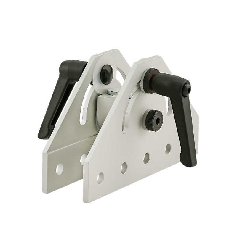 two metal triangles connected in the middle with one black handle on each side