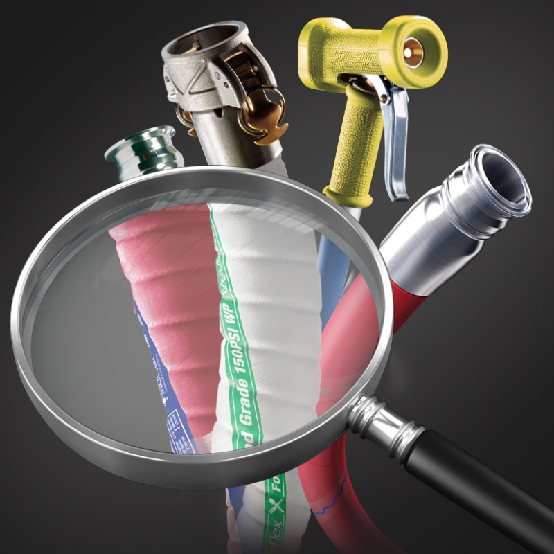 Hose ends under a magnifying glass