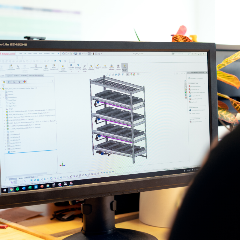 3d file of shelving unit on computer screen