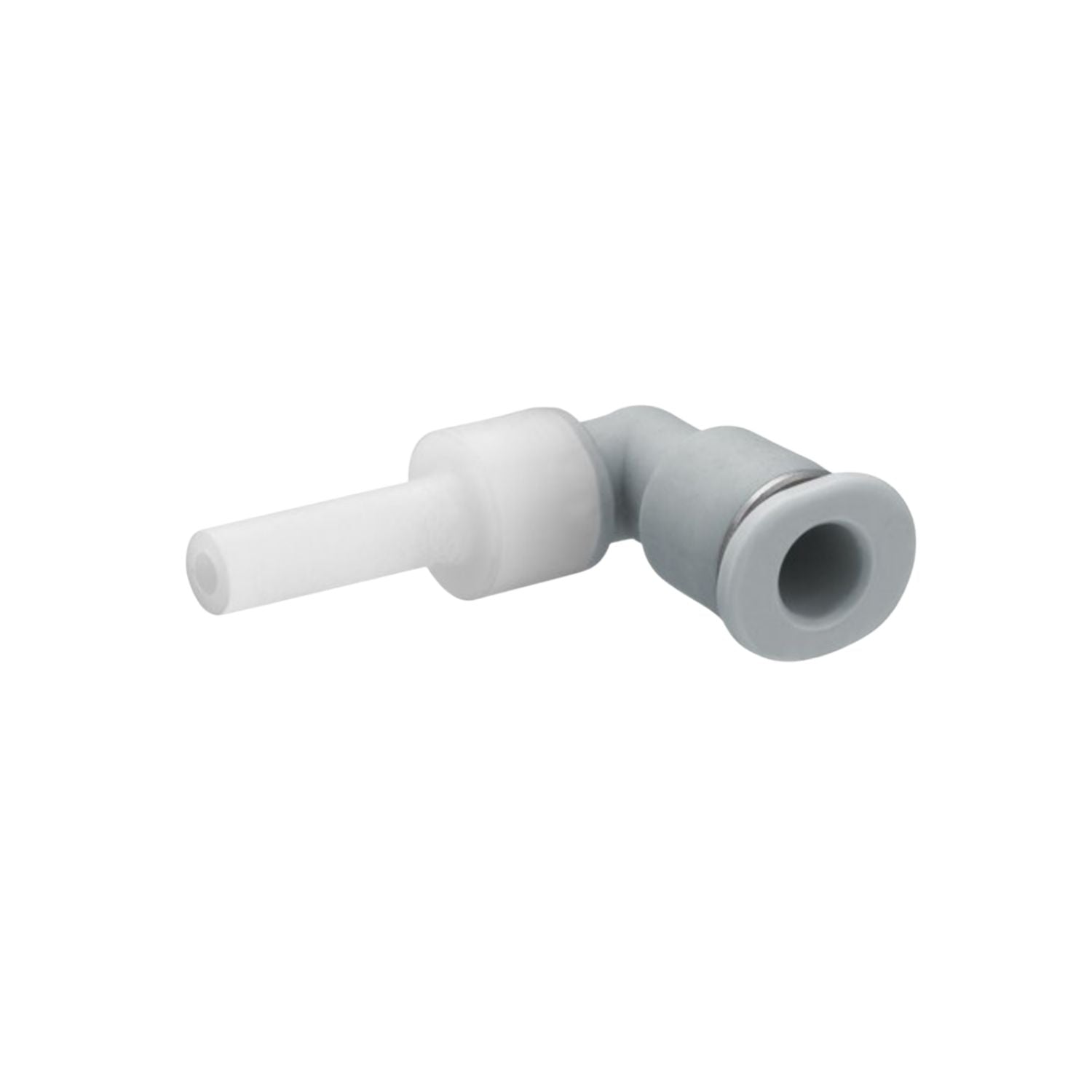 Plastic 90 degree fitting with female push in and male push in