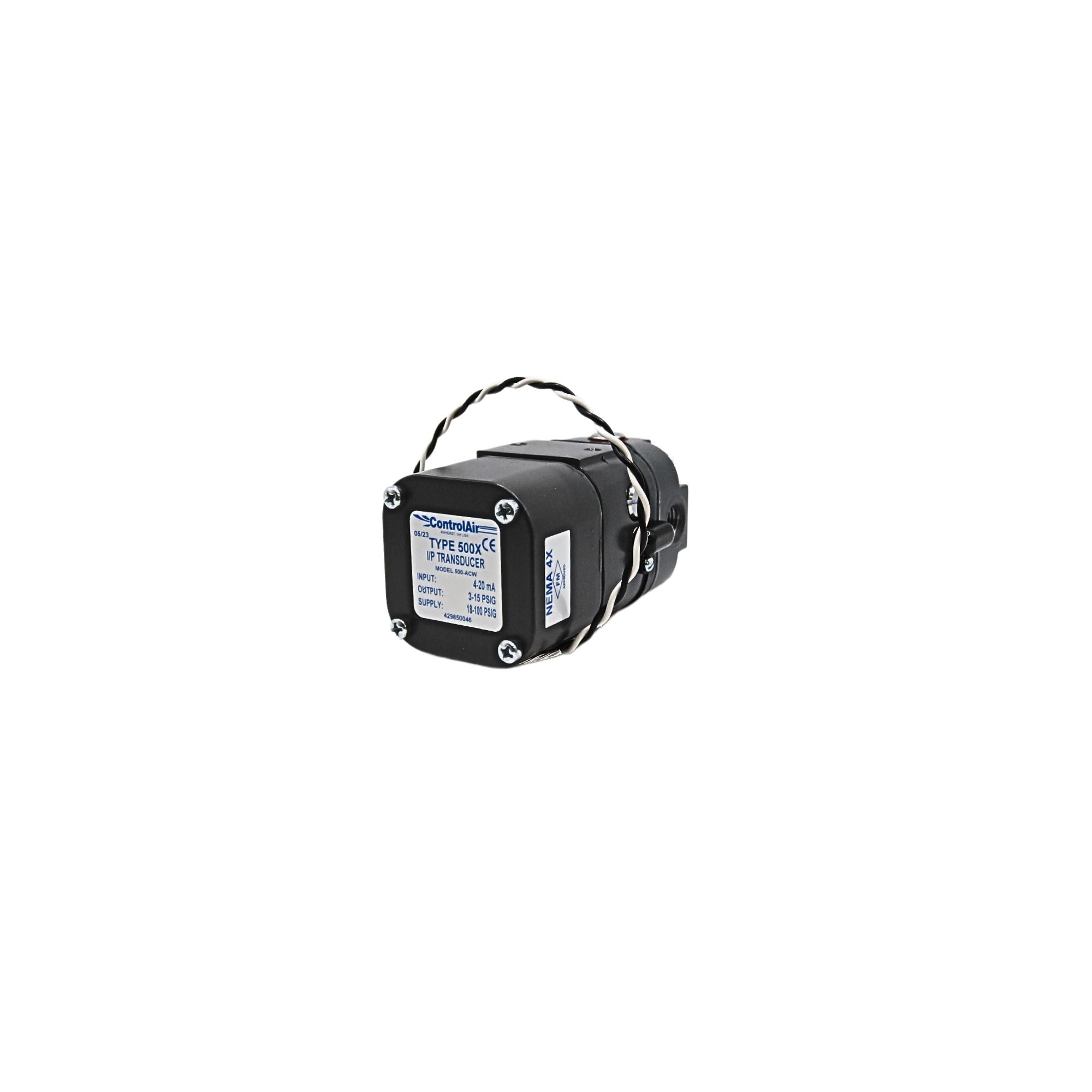 Control Air l Transducer I/P 4-20MA, 3-15PSI, 1-17VDC | 500-ACW used on control air product line - side view