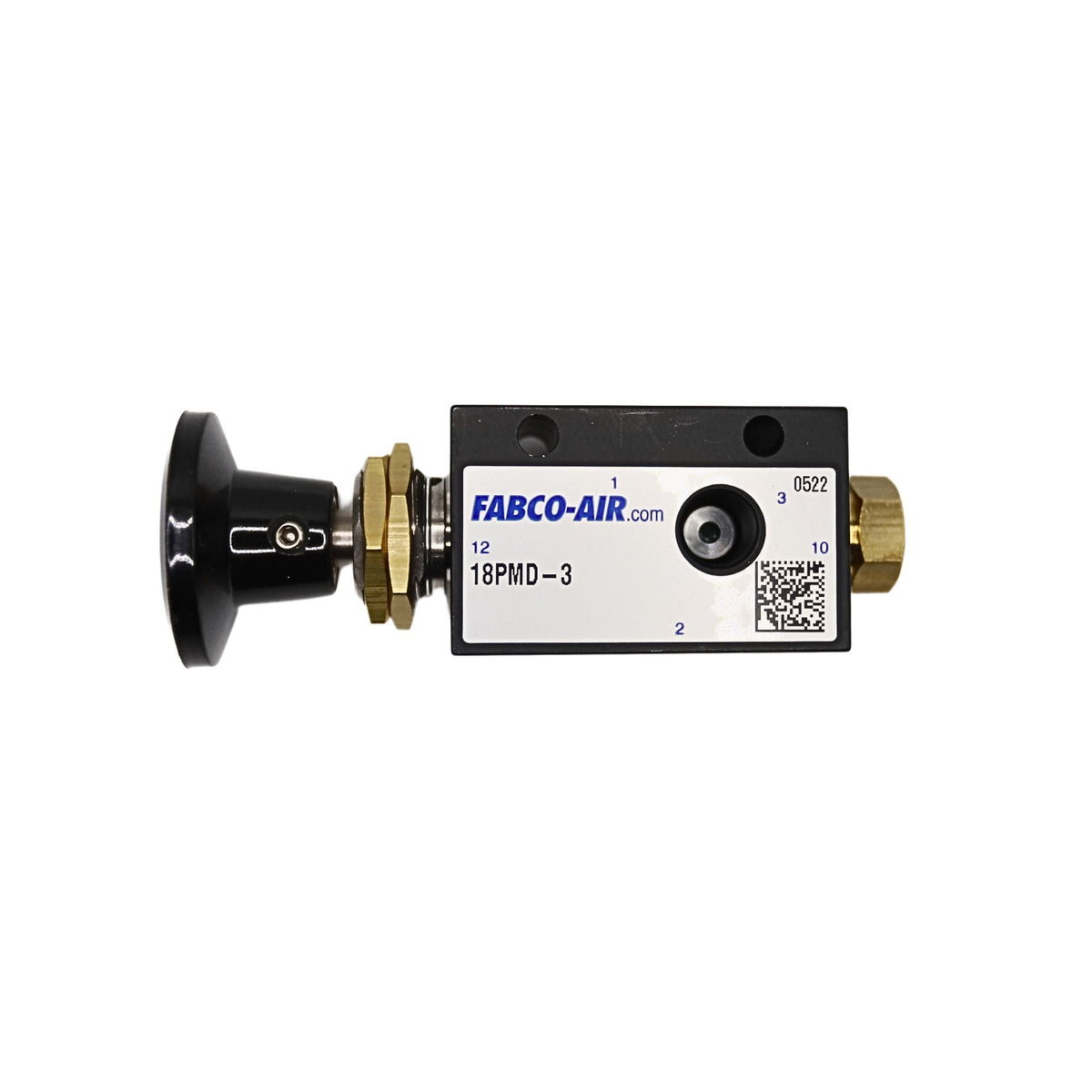 Fabco | Inline 3/2 Push Button, Detented, Panel Mount, 1/8 in NPTF | 18PMD-3 used on fabcoair product line