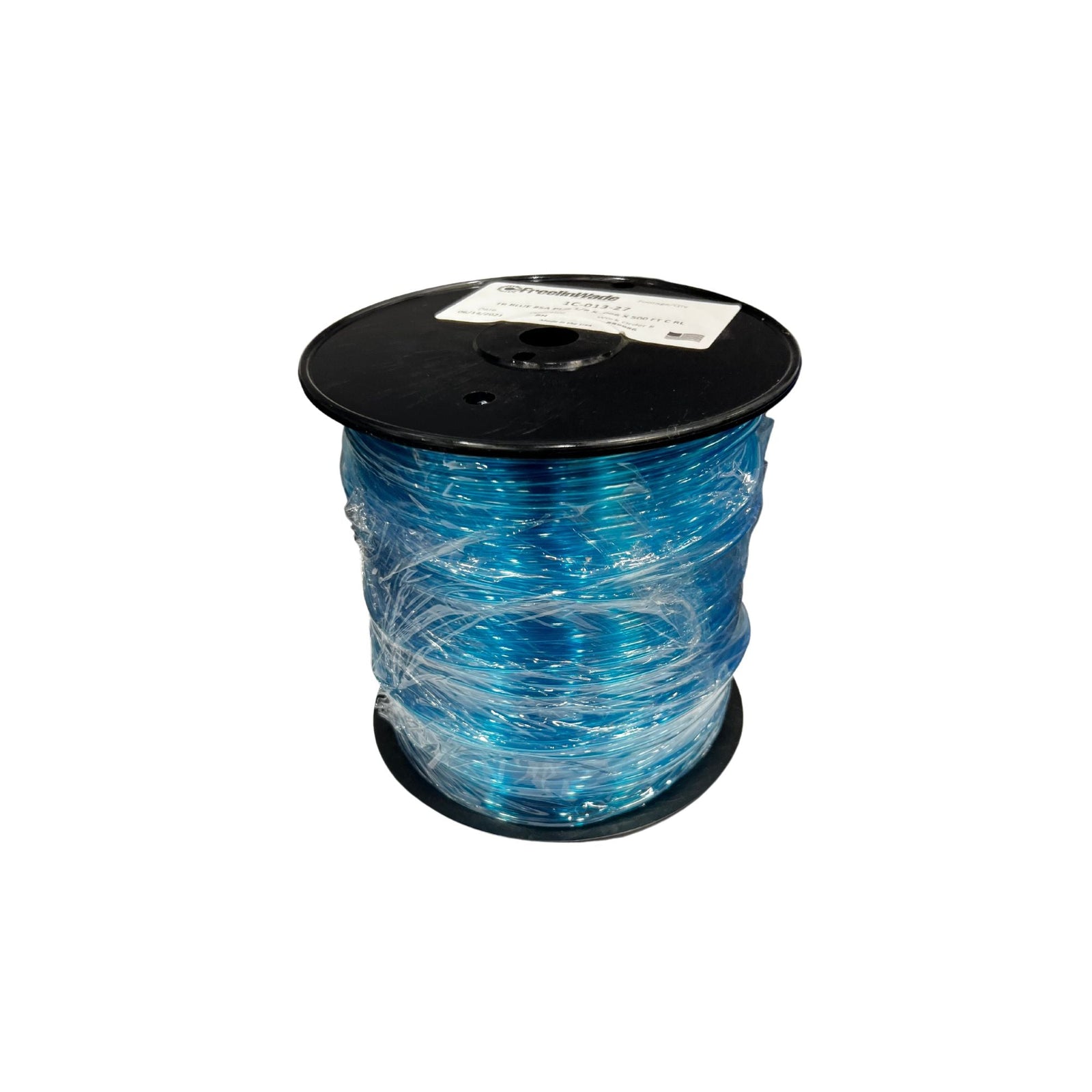 Transparent blue tubing in black reel