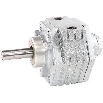 hex body with output shaft with two ports on the top face.