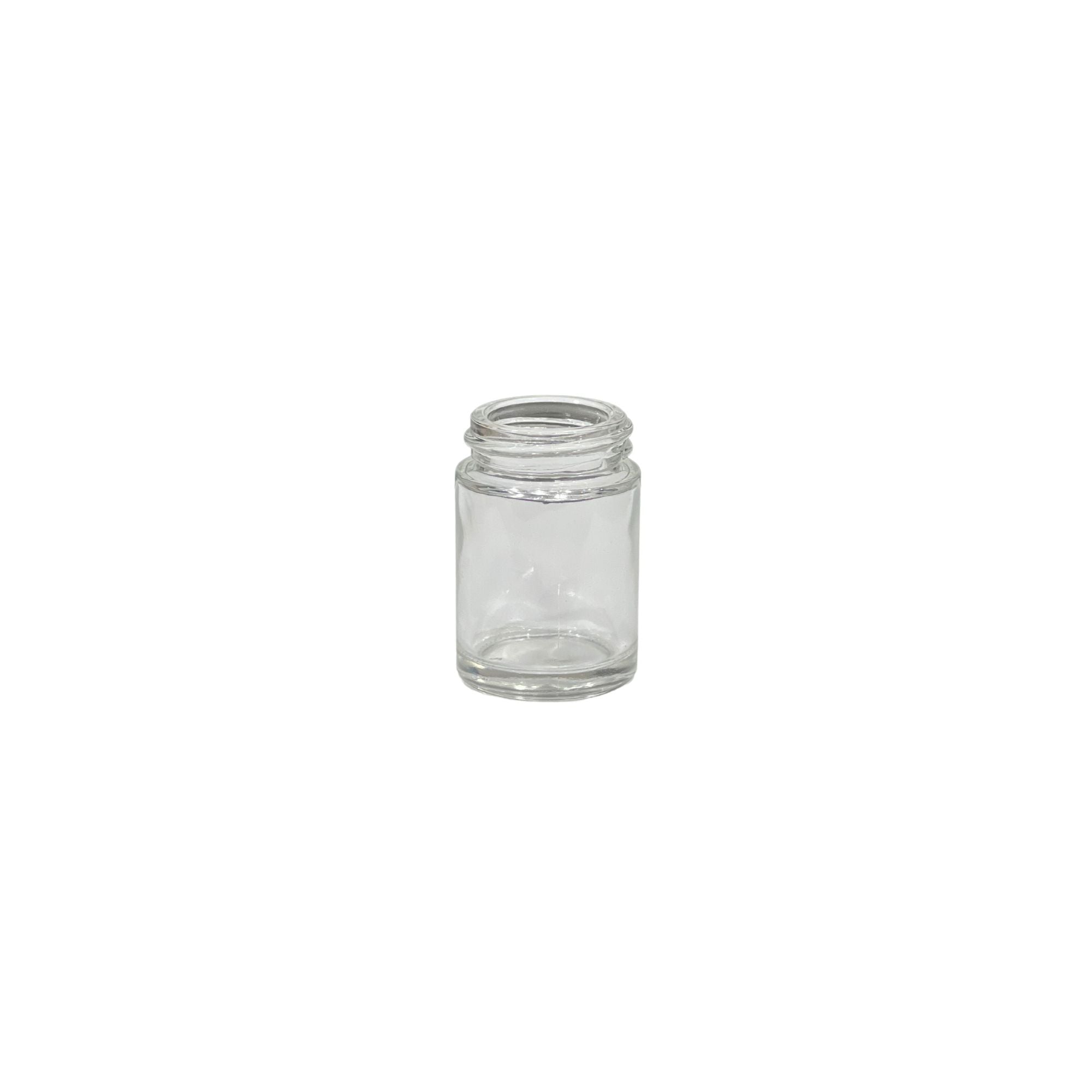 glass jar with threaded top opening
