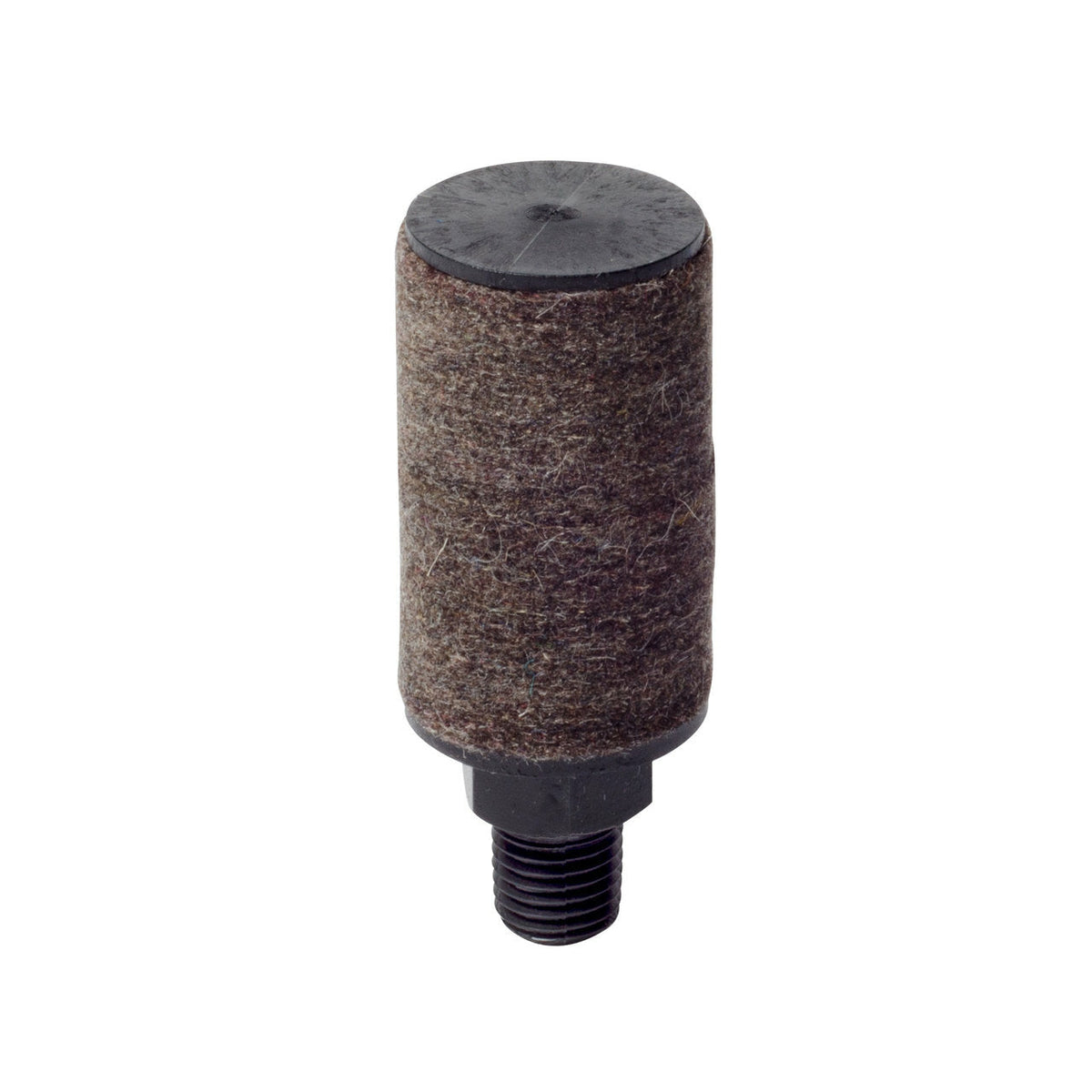 black upright cylindrical filter with threading on the bottom