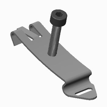 rectangular piece with ends bent in opposite directions, and a threaded screw in the top at the center