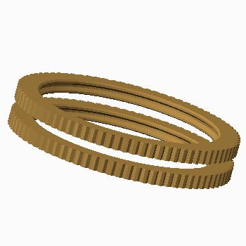 side view of two circular rings