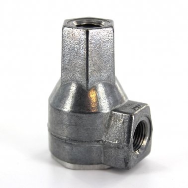 90 degree quick exhaust top is threaded. right side is also threaded, left side is muffler