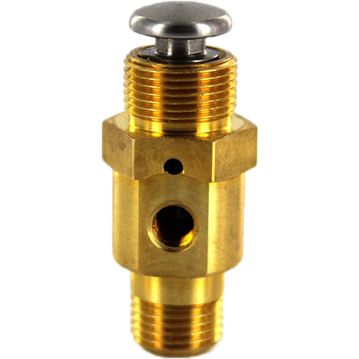 Cylinder shape bottom is threaded. top portion has two threaded nuts. one threaded port on face.