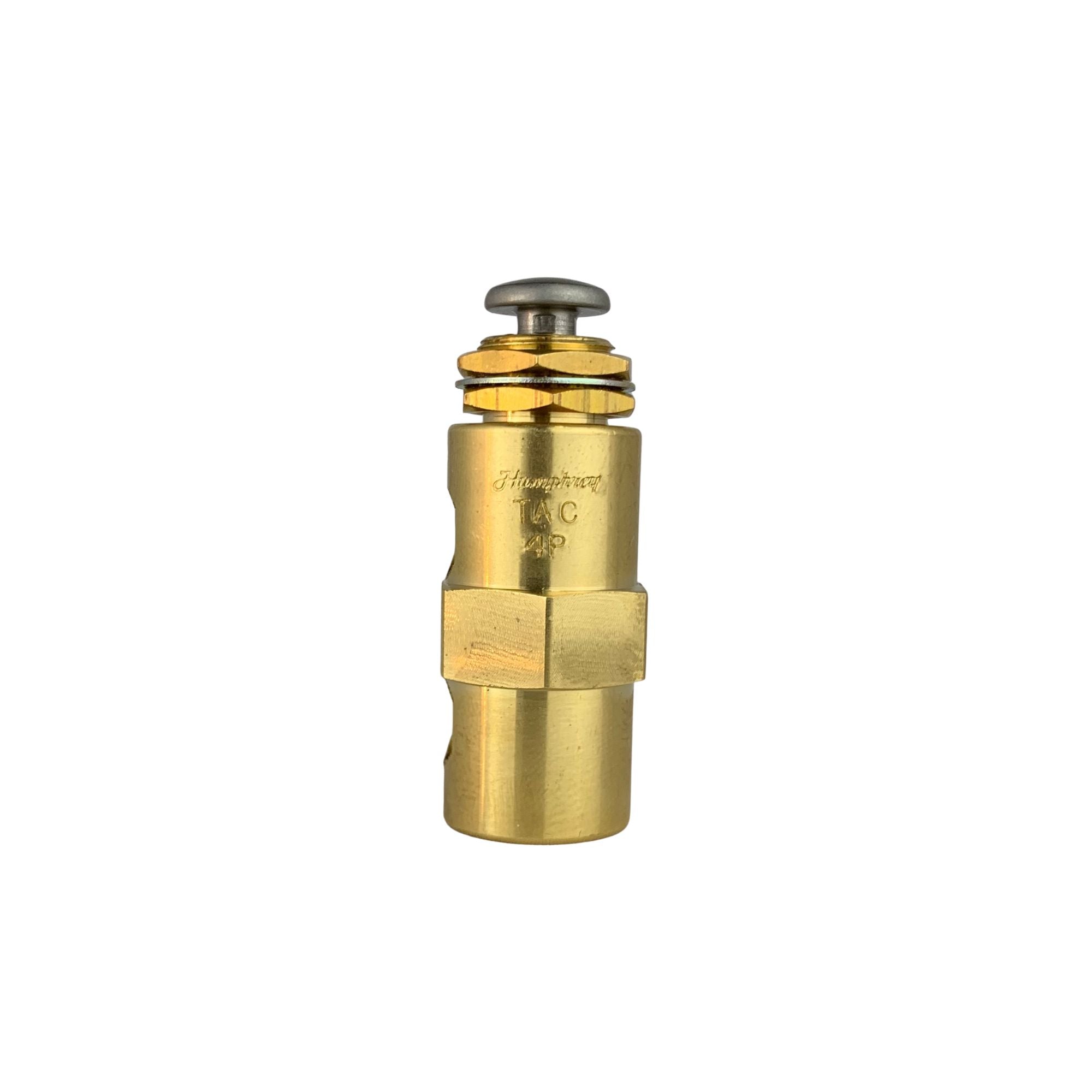 4P is a cylinder shape with hex bolt head in the middle. has two threaded ports