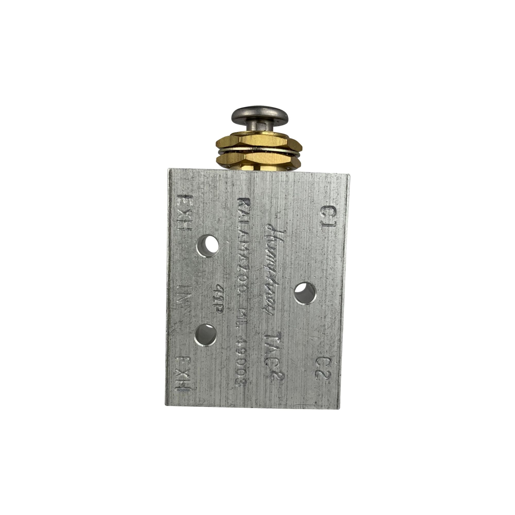 rectangular block with 2 threaded ports on the same face