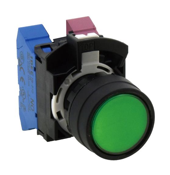 IDEC | 22mm 1NO Momentary Green Pushbutton | HW1B-M1P10G