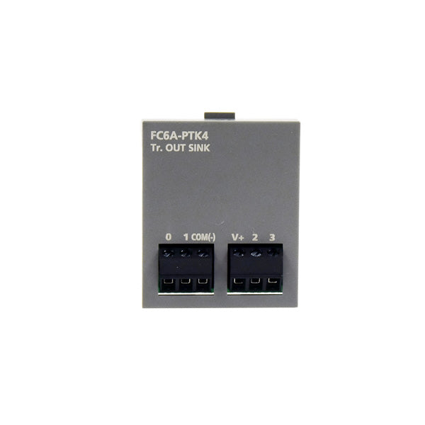 front view of a grey box with two sets of ports at the bottom