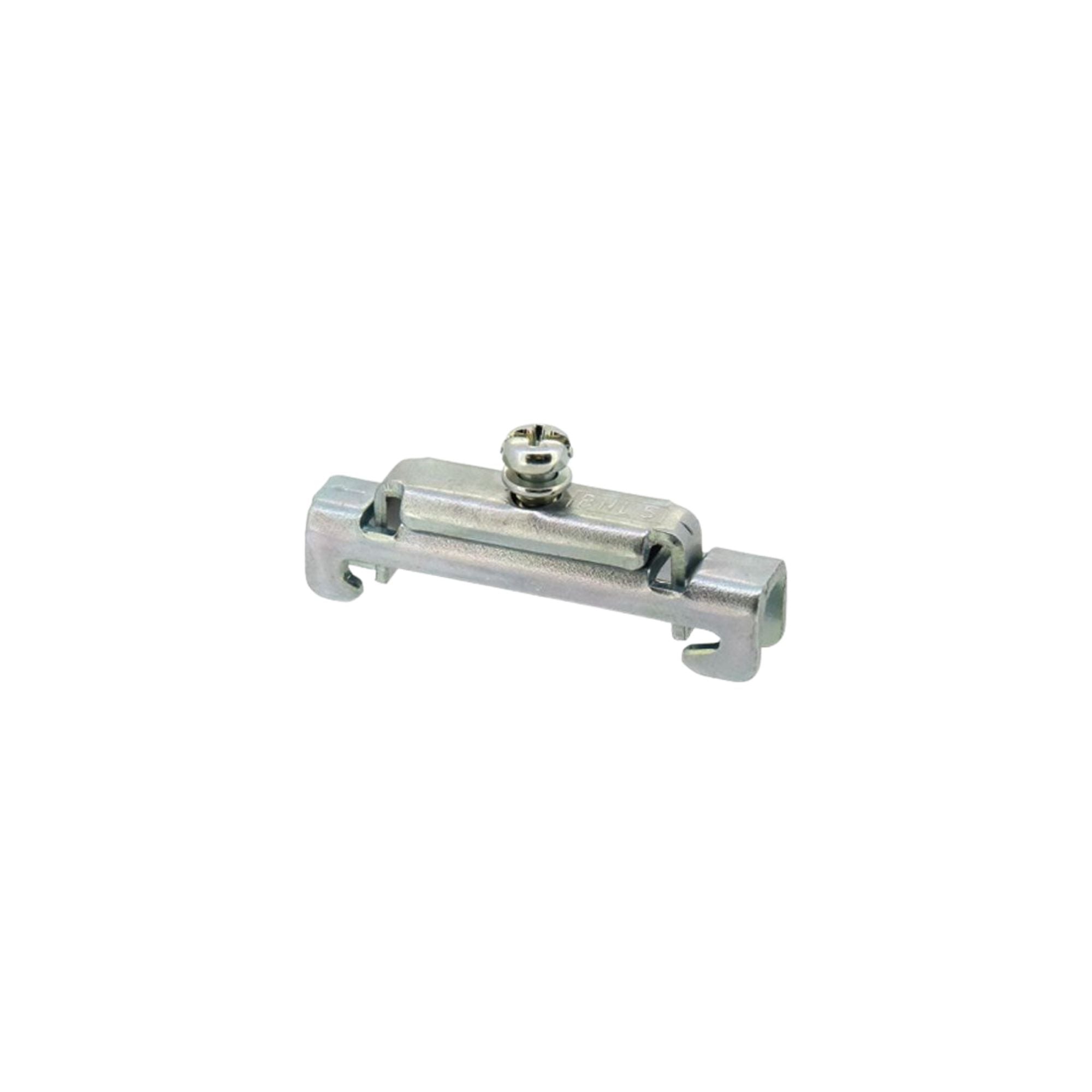 thin metal bar with rail mounting on the bottom and a single screw in the top center