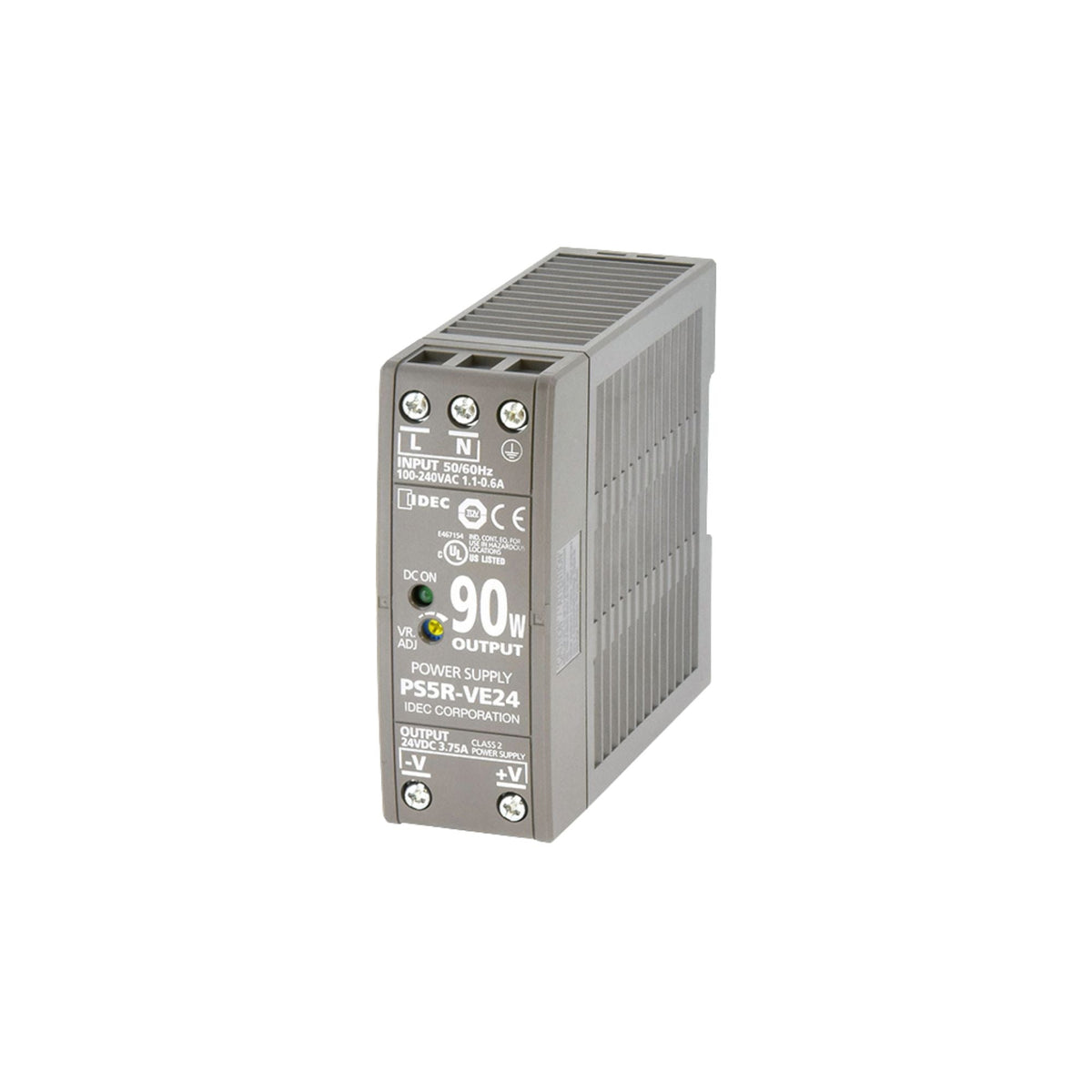 grey rectangular power supply box with terminal points in the front