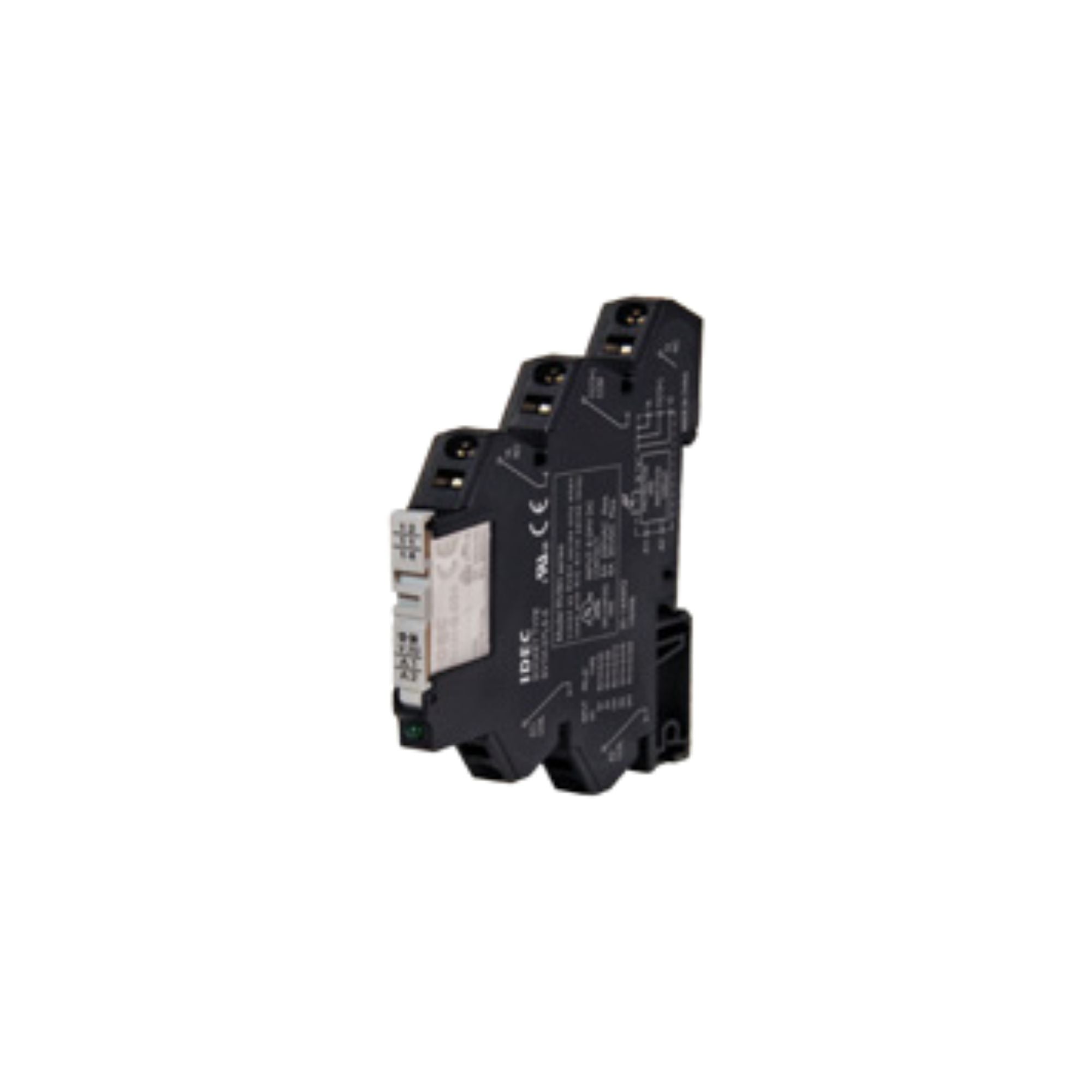 black relay and timer unit with tiered levels along two sides