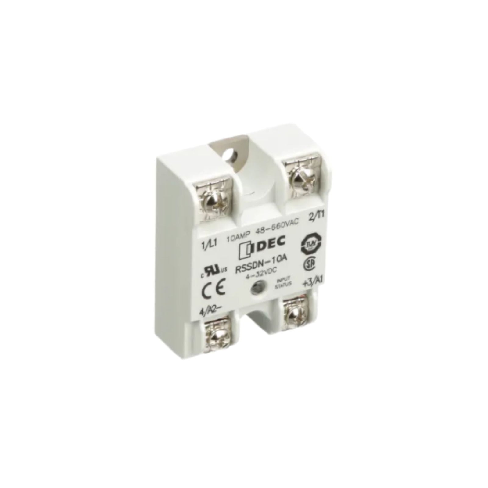 white, square pressure plate with a screw mounting in each corner